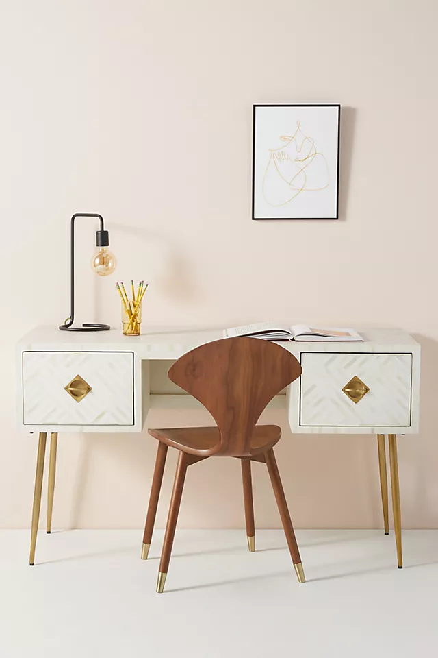 Mist Bone Inlay Console Desk